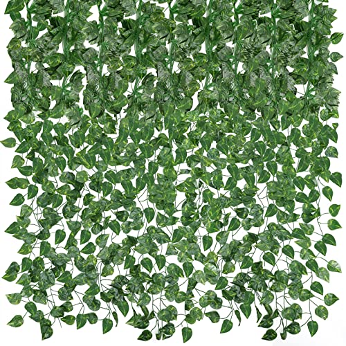 CEWOR 14 Pack 98ft Artificial Ivy Greenery Garland, Fake Vines Hanging Plants Backdrop for Room Bedroom Wall Decor, Green Leaves for Jungle Theme Christmas Party Wedding Decoration - Image 1