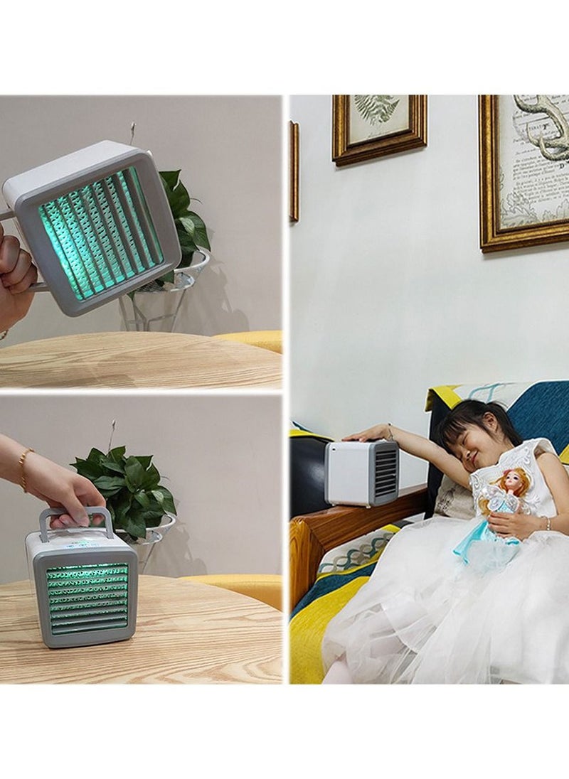 Generic - Mini Air Portable Air Conditioner 4 IN 1 Evaporative Air Cooler Personal Space Air Cooler With 3 Wind Speeds And 7 Color Lights USB Powered Mini Air Cooler With Spray Aromatherapy Humidifier - Image 1