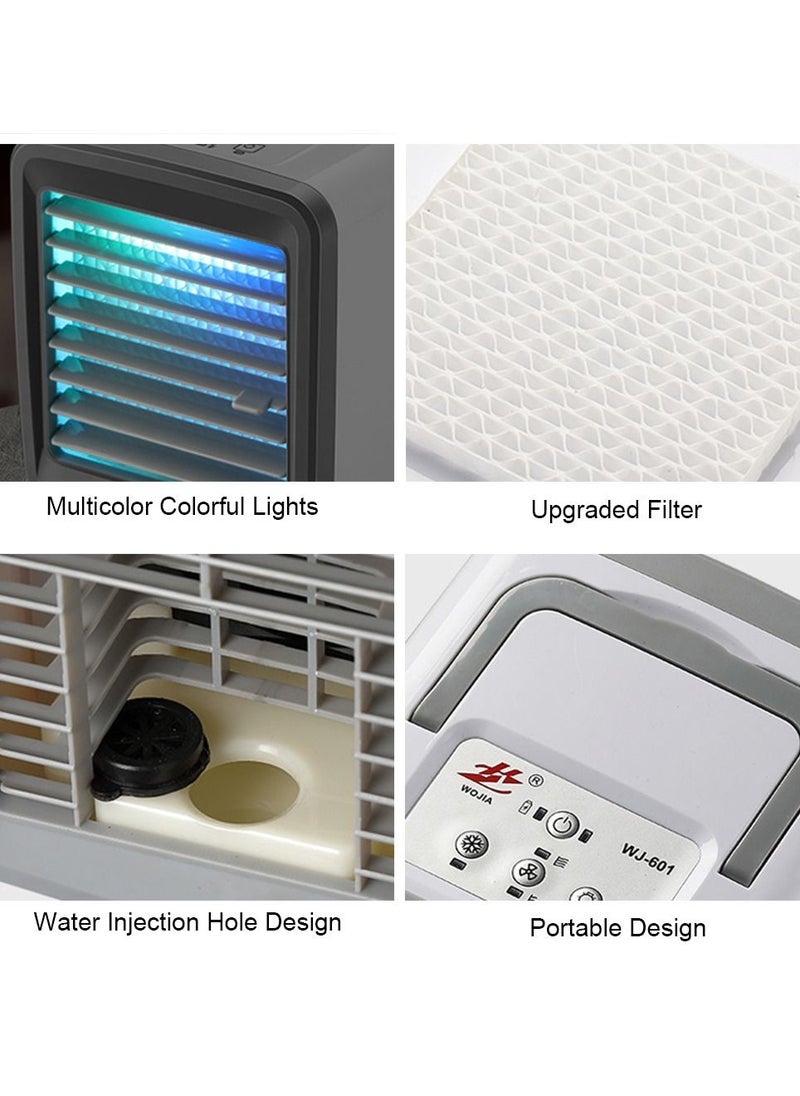Generic - Mini Air Portable Air Conditioner 4 IN 1 Evaporative Air Cooler Personal Space Air Cooler With 3 Wind Speeds And 7 Color Lights USB Powered Mini Air Cooler With Spray Aromatherapy Humidifier - Image 1