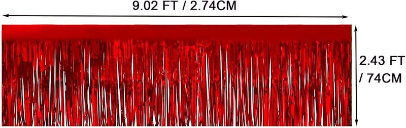 Aimto 4 Pack Metallic Foil Fringe Tinsel Table Skirts,29x108 Inch Party Disposable Table Skirt Banner for Hotel Banquet Parade Floats Mardi Gras Holiday Birthday Wedding New Year Party Decoration(Red) - Image 2