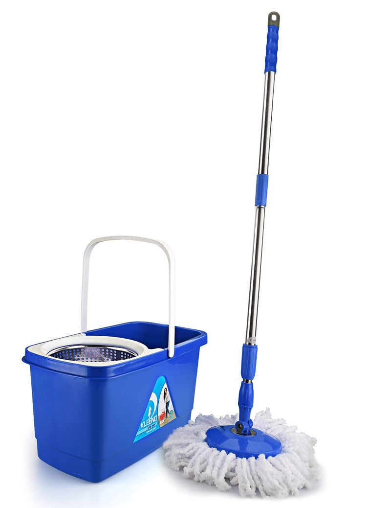 Kleeno Cello Super Clean Spin Mop Bucket, 3Pcs Set, Blue, Plastic - Image 1
