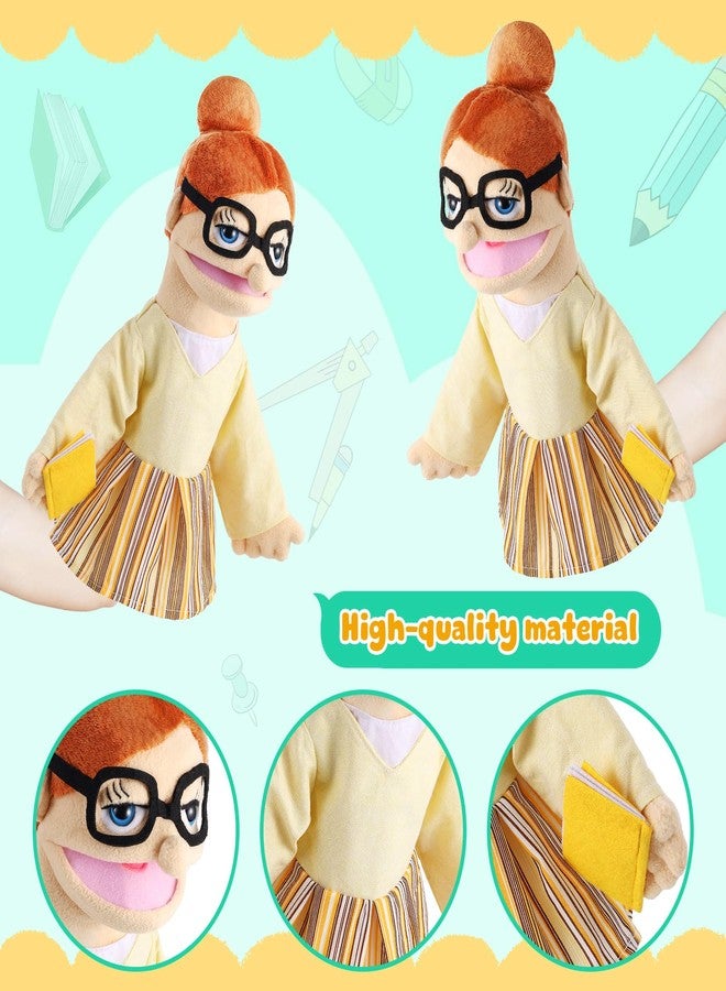 ZJoey Role Play Hand Puppets Hand Plush Chef Doctor Fireman Pirate Detective Athlete Nurse Worker Hand Puppet Toys Puppets for Kids Storytelling Imaginative Pretend Play Teaching Preschool(Teacher) - Image 4
