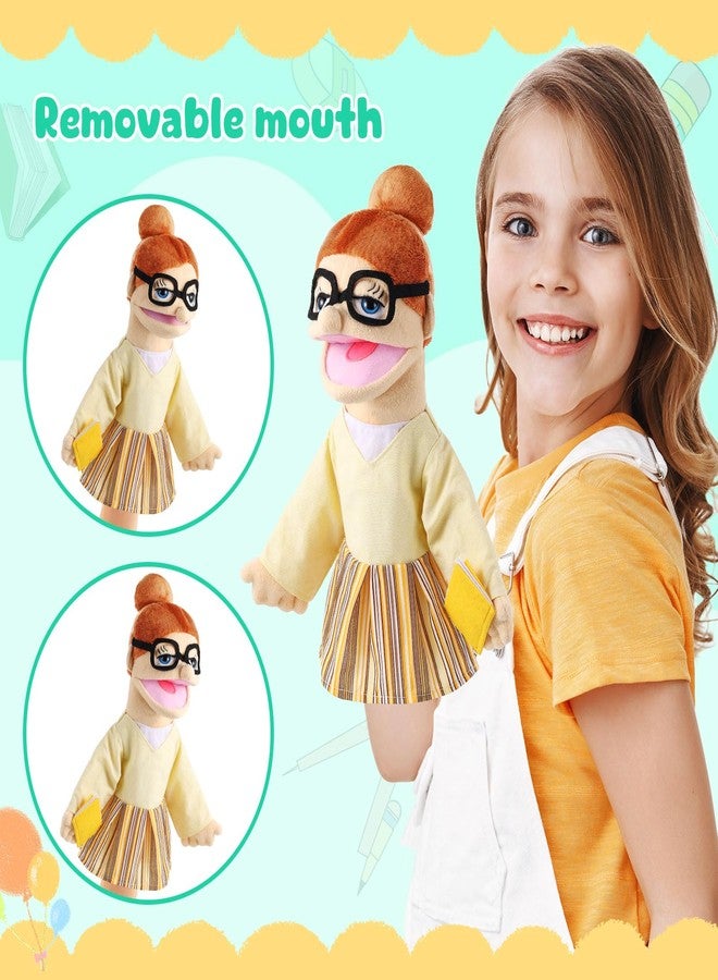 ZJoey Role Play Hand Puppets Hand Plush Chef Doctor Fireman Pirate Detective Athlete Nurse Worker Hand Puppet Toys Puppets for Kids Storytelling Imaginative Pretend Play Teaching Preschool(Teacher) - Image 3