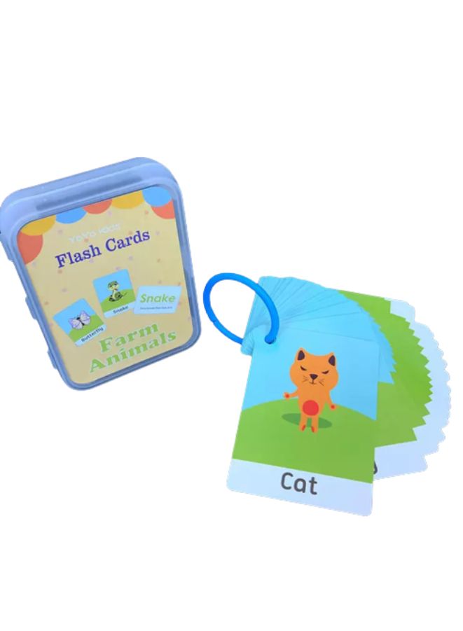 Educational Flash Cards Pocket Card Preschool Teaching Cards for kids, 20 Cards, Farm Animals - Image 1