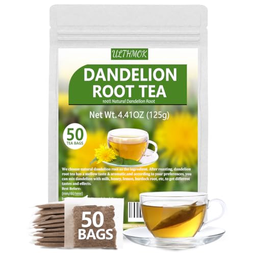 ULTHMOK Premium Dandelion Root Tea,50 Tea Bags 4.4Oz/125g, for Liver & Kidney Health, Roasted Detox Herbal Tea. Support Digestion & Boost Immune System, Caffeine Free. - Image 1