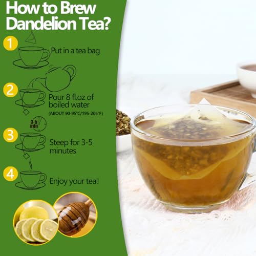 ULTHMOK Premium Dandelion Root Tea,50 Tea Bags 4.4Oz/125g, for Liver & Kidney Health, Roasted Detox Herbal Tea. Support Digestion & Boost Immune System, Caffeine Free. - Image 4