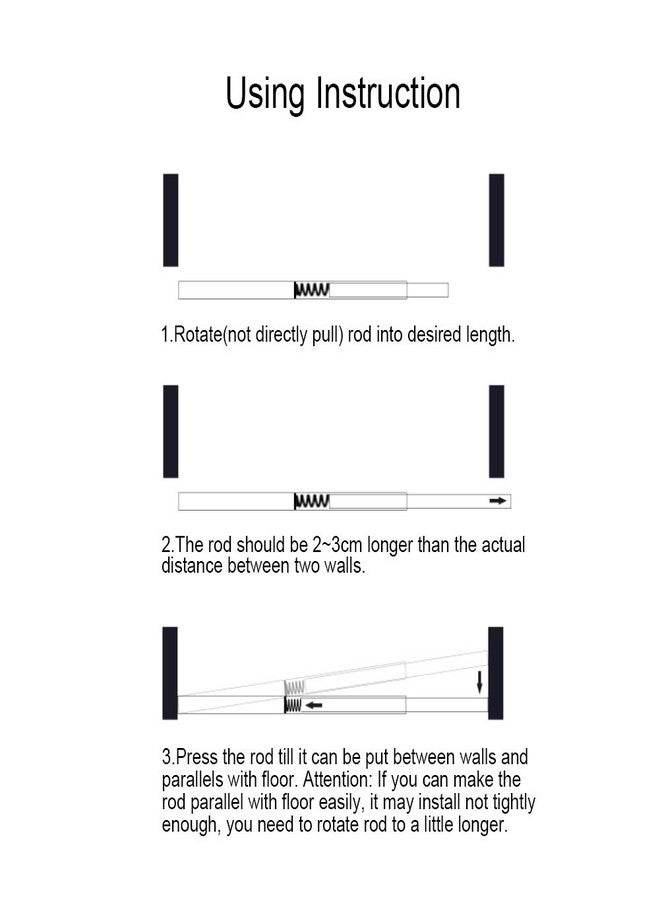 Soraz Shower Curtain Rod Pole Rails Rods Retractable Door White Shower Curtain Rods - Image 2