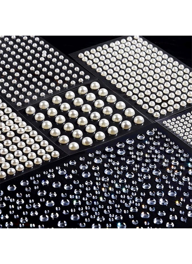 Teenitor - Teenitor 2582Pcs Hair Pearls Hair Gems Face Gems, Hair Pearls Stick On, Hair Face Jewels Face Hair Gems 3/4/5/6/8mm Hair Pearls Gems Stick on for Face, Hair, Crafts - Image 1