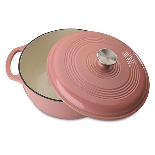 Mercer Culinary مرسر كوليناري فرن هولندي دائري من الحديد الزهر، 6 لتر، وردي - Image 4
