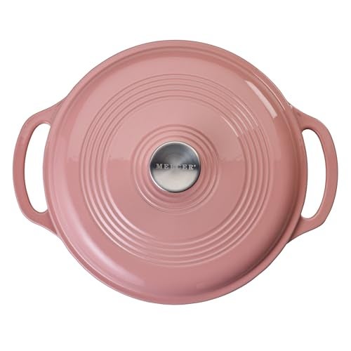 Mercer Culinary مرسر كوليناري فرن هولندي دائري من الحديد الزهر، 6 لتر، وردي - Image 3