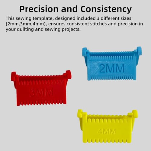 Yaindhi 3 Sizes Sewing Ruler-Upgrade Template for Sewing,Non-Slip Stitching Guide Tool with Clips,Fixed Fabric and Consistent Stitches for Seniors,Users Beginners, Hand Sewing Quilting Projects - Image 5