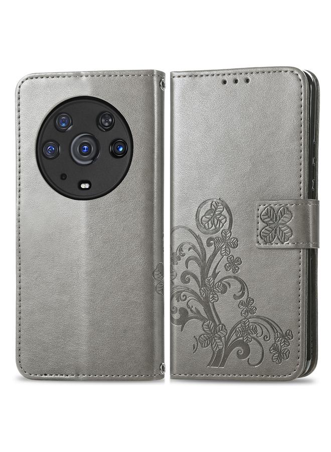 إيروريكس جراب لهاتف Honor Magic3 Pro مصنوع من الجلد مع مشبك منقوش بأربع أوراق - Image 2