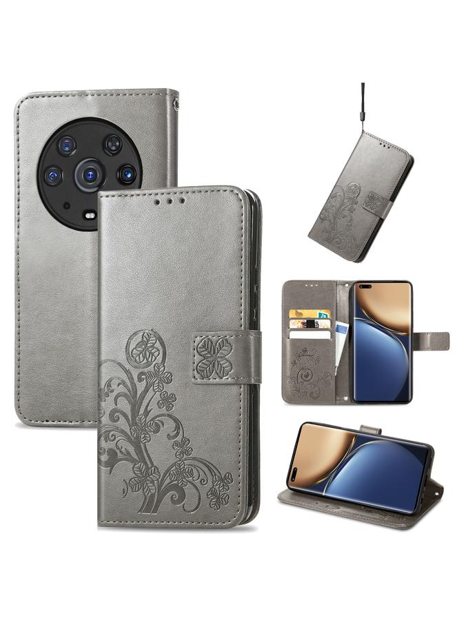 إيروريكس جراب لهاتف Honor Magic3 Pro مصنوع من الجلد مع مشبك منقوش بأربع أوراق - Image 1