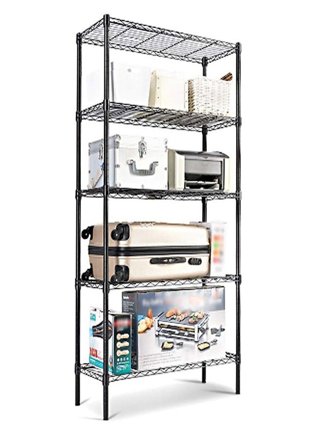 GoldenLike  رف تخزين مكون من 5 طبقات، وحدة رفوف تخزين سلكية، رف تخزين للمطبخ، أرفف تخزين معدنية قائمة بذاتها للمطبخ والحمام وغرفة الغسي - Image 1