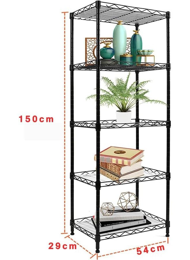 GoldenLike  رف تخزين مكون من 5 طبقات، وحدة رفوف تخزين سلكية، رف تخزين للمطبخ، أرفف تخزين معدنية قائمة بذاتها للمطبخ والحمام وغرفة الغسي - Image 3
