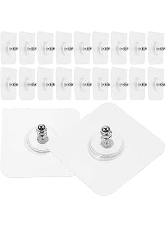 No Drill Wall Hooks Heavy Duty 20pcs 16mm Screws 6x6cm Adhesive Pads for Towels Bathroom Kitchen - Image 1