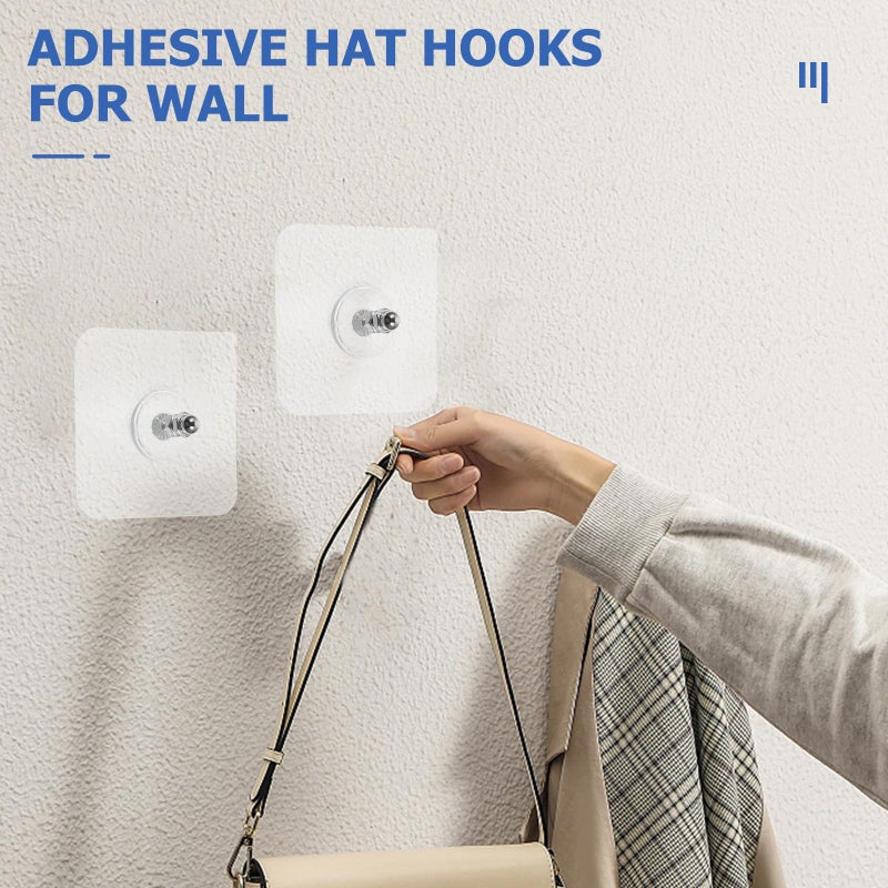 No Drill Wall Hooks Heavy Duty 20pcs 16mm Screws 6x6cm Adhesive Pads for Towels Bathroom Kitchen - Image 5