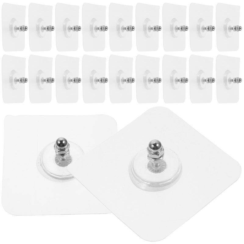 No Drill Wall Hooks Heavy Duty 20pcs 16mm Screws 6x6cm Adhesive Pads for Towels Bathroom Kitchen - Image 2