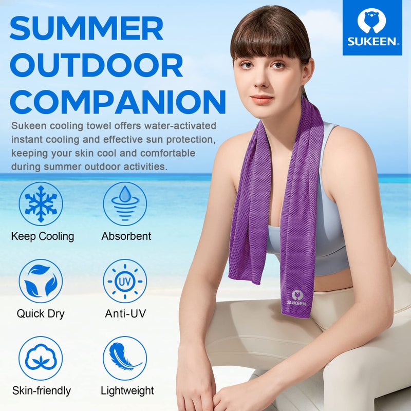 Sukeen [4 Pack] Cooling Towel (40"x12"),Ice Towel,Soft Breathable Chilly Towel,Microfiber Towel for Yoga,Sport,Running,Gym,Workout,Camping,Fitness,Workout & More Activities - Image 4
