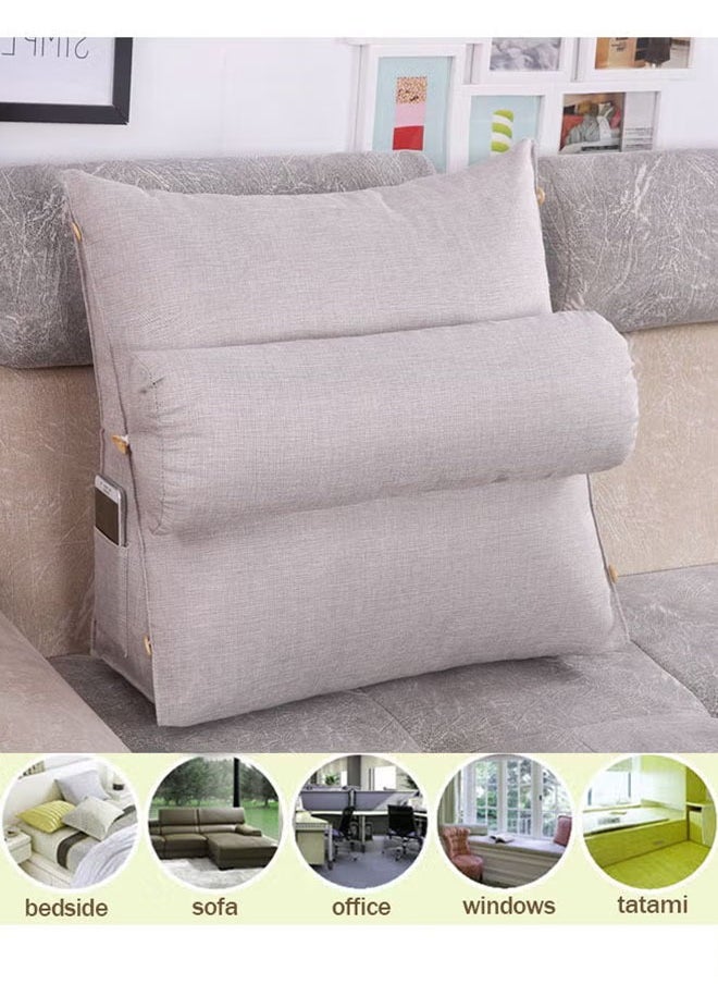 Generic - Nordic Triangle Sofa Cushion Adjustable Chair Backrest Pillow Bed Cloud Cushions Triangle Backrest Silver Gray - Image 1