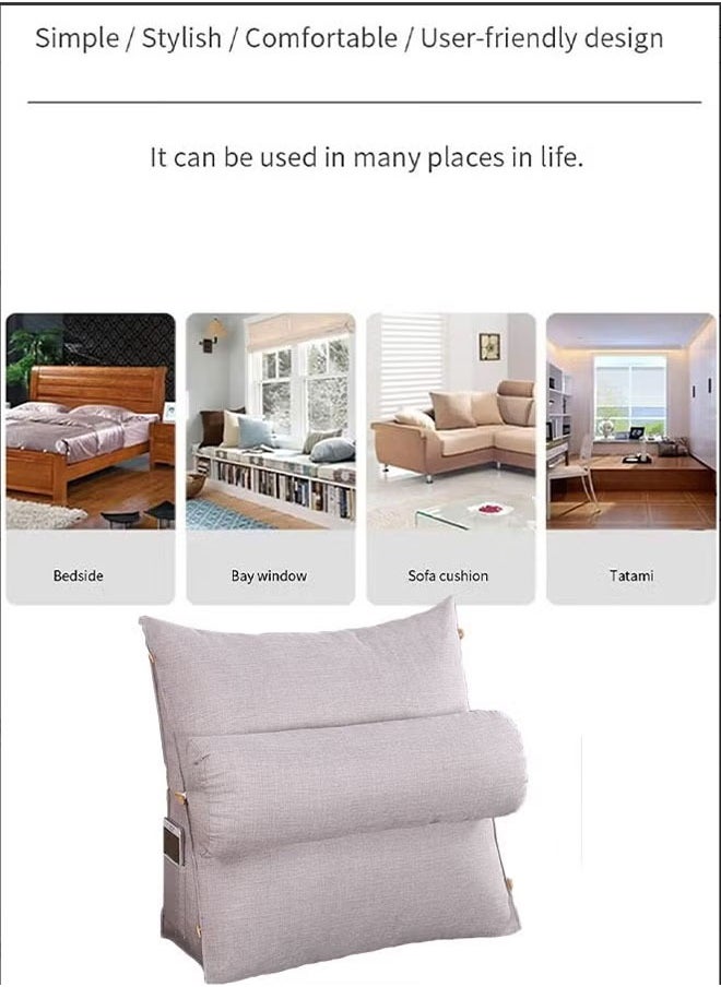 Generic - Nordic Triangle Sofa Cushion Adjustable Chair Backrest Pillow Bed Cloud Cushions Triangle Backrest Silver Gray - Image 1