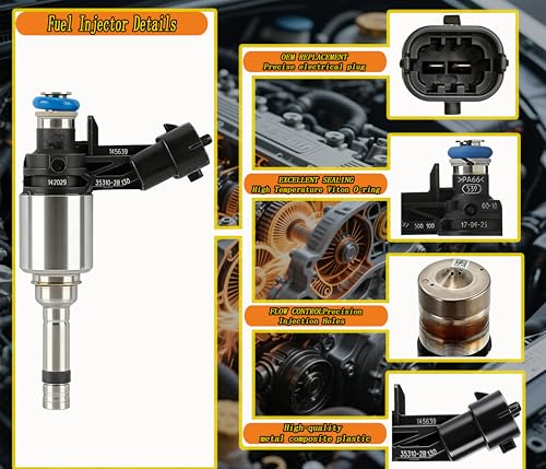 IXGKHC 4PCS GAS Naturally Aspirated Fuel Injectors Replacement for Hyundai Accent Veloster Kia Rio 16L 20122017 OE FJ1123 353102B130 353102B110 Improves Engine Performance Fuel Efficiency - Image 3