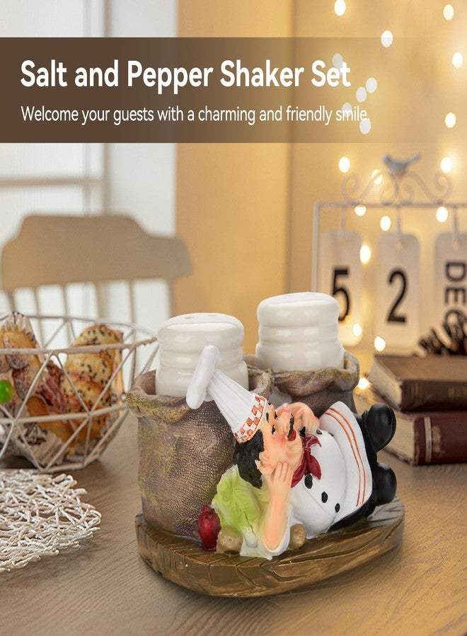 Agatige Salt and Pepper Shakers Set, Resin Chef Decorative Statue Spice Organizer Funny Chef Ornament Spice Jars Holder with Chef Figurines Holder for Family, Kitchen, Restaurant, Cafe, Bakery(#C) - Image 2