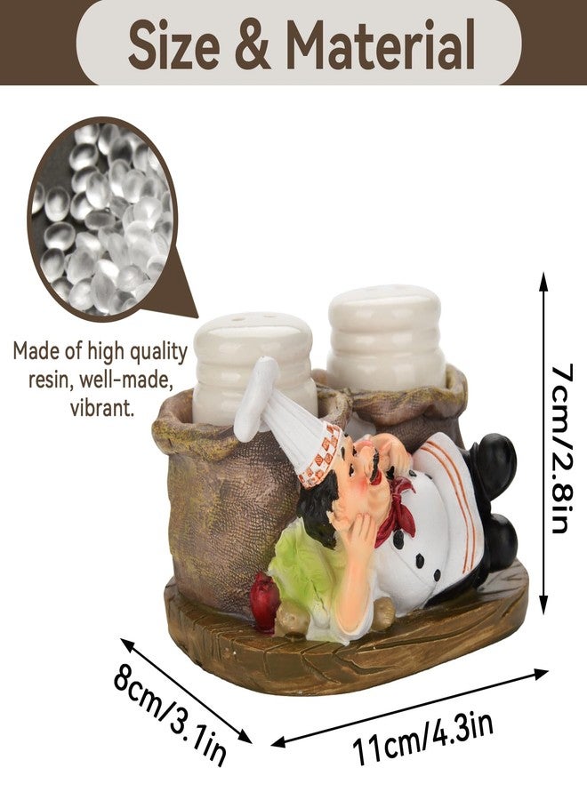 Agatige Salt and Pepper Shakers Set, Resin Chef Decorative Statue Spice Organizer Funny Chef Ornament Spice Jars Holder with Chef Figurines Holder for Family, Kitchen, Restaurant, Cafe, Bakery(#C) - Image 3