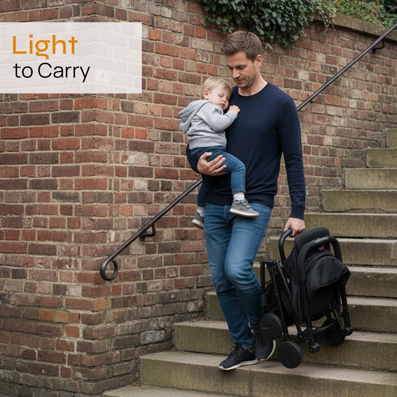Jovial Lightweight Travel Baby Stroller with One-Hand Easy Fold, Compact Portable Baby Stroller for Everyday Use and Family Travel, with Canopy, Basket, and Included Storage Bag - Image 3