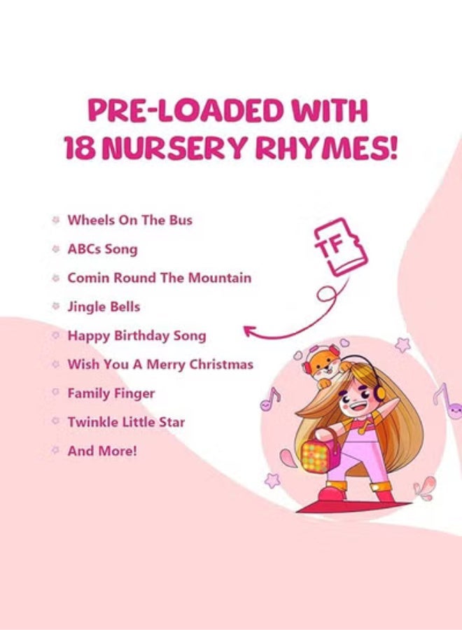 BESTIS Kids Mini Karaoke Machine 2 Wireless Microphones Bluetooth Speaker 18 Pre-Loaded Songs Birthday Gifts with Colorful Lights (Pink) - Image 3