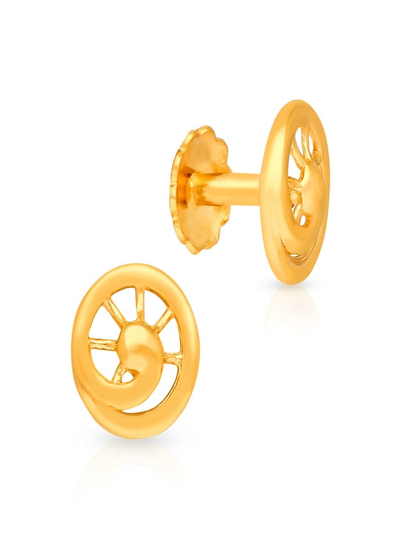 Malabar Gold and Diamonds 22k 916 Purity Gold Studs Earrings for Girls DZER393Y  - Image 1