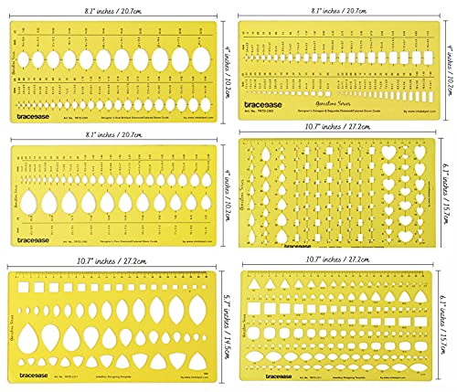 Traceease Jewelry Designing Template Drafting Tools Gemstone Multi,Size Jewellery Stencil- Pack of 6 Pieces - Image 2
