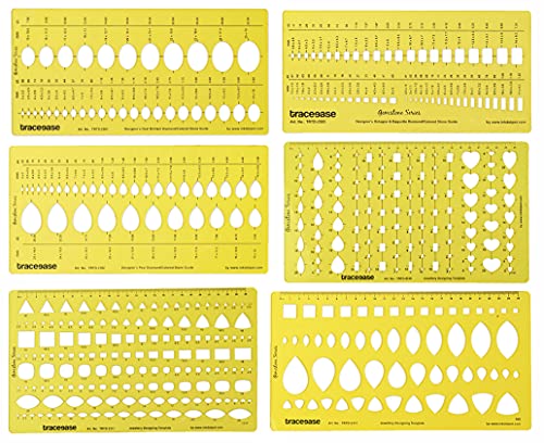 Traceease Jewelry Designing Template Drafting Tools Gemstone Multi,Size Jewellery Stencil- Pack of 6 Pieces - Image 1