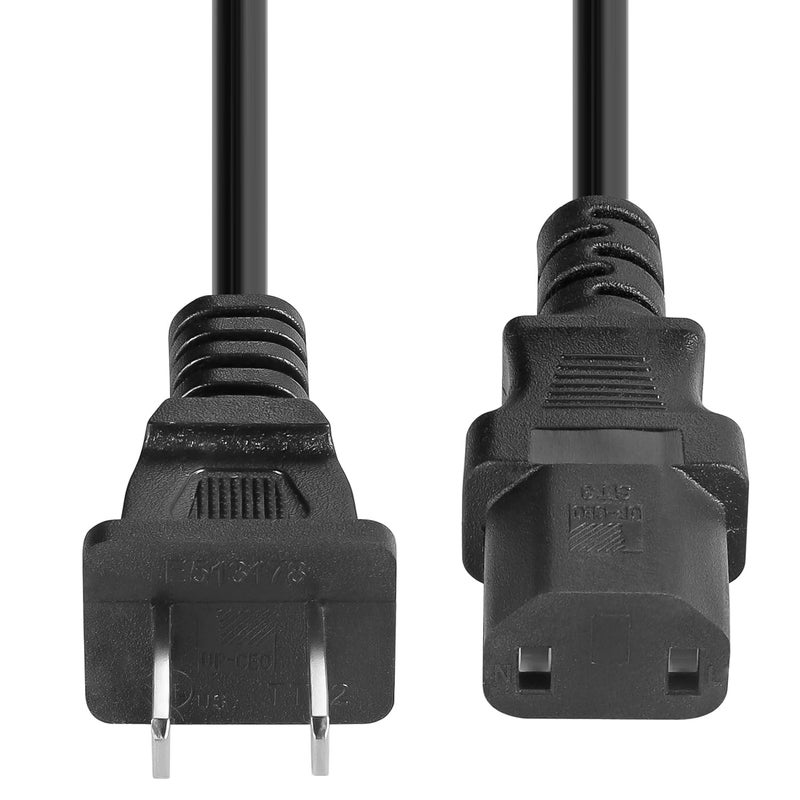 VSEER 2 Prong AC Power Cord UL SVT 18AWG 10A Power Cable Replacement - for PS4 Pro, Xbox One/Xbox 360 Slim / 360 E Power Supply Brick (6Feet, Black) - Image 2