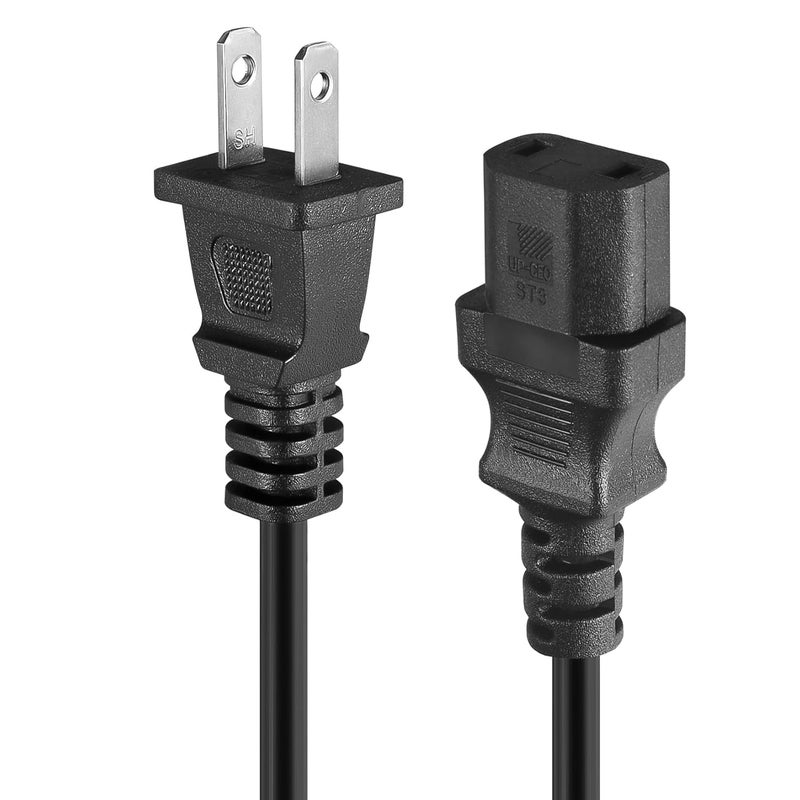 VSEER 2 Prong AC Power Cord UL SVT 18AWG 10A Power Cable Replacement - for PS4 Pro, Xbox One/Xbox 360 Slim / 360 E Power Supply Brick (6Feet, Black) - Image 3