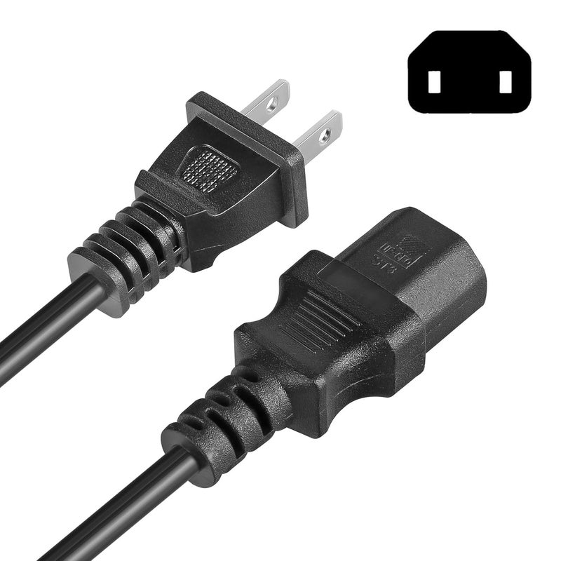 VSEER 2 Prong AC Power Cord UL SVT 18AWG 10A Power Cable Replacement - for PS4 Pro, Xbox One/Xbox 360 Slim / 360 E Power Supply Brick (6Feet, Black) - Image 4