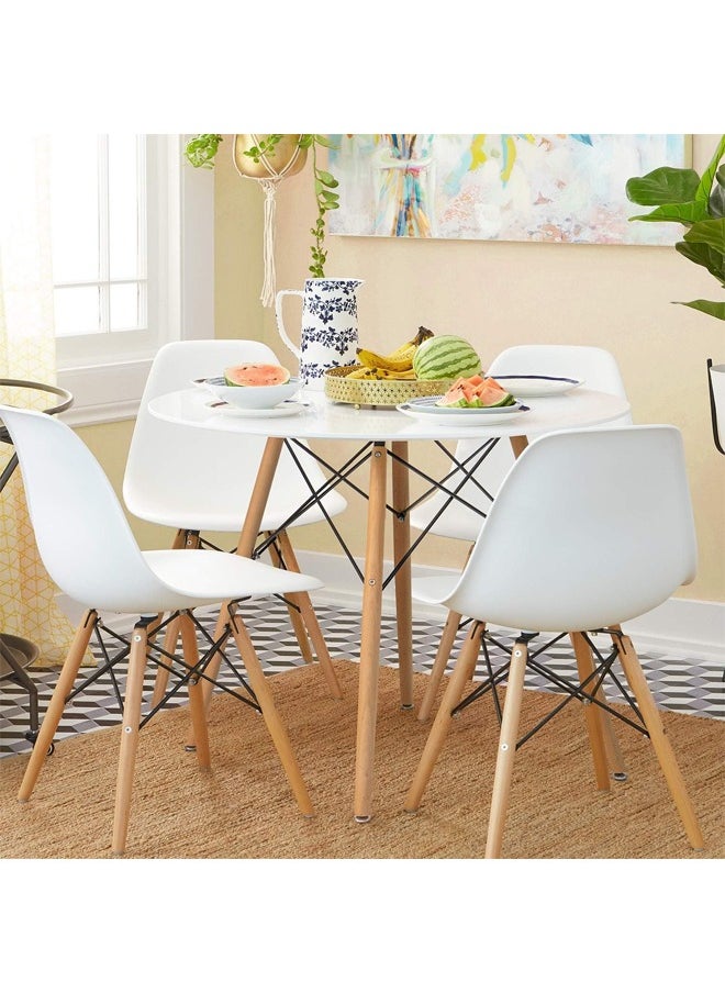 Taimi 5-Piece Dining Set Compact Mid-Century Modern Table And 4 Chair Set for Home White  - Image 5