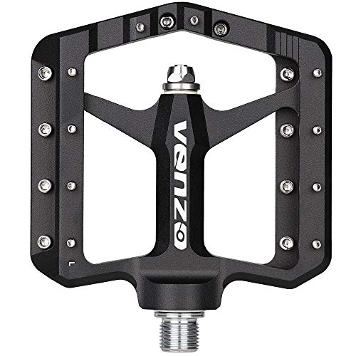 VENZO Flat Mountain BMX MTB CNC Bike Sealed Oversized Bearing Pedals - Large Bicycle Platform -98mm x 98mm- 15mm Thickness - Pedals 9/16" with Anti-Skid Anti-Slip Nail - Downhill - Image 1