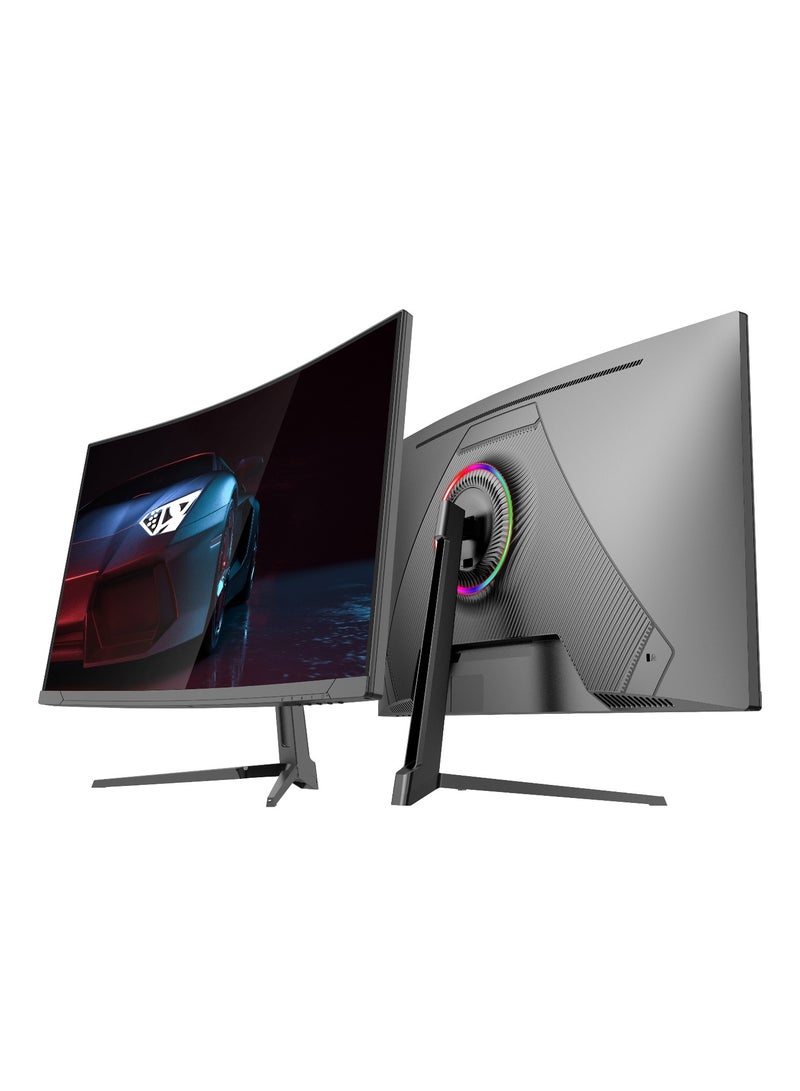 فلاشهوك شاشة ألعاب منحنية مقاس 27 بوصة - دقة QHD 2560x1440، معدل تحديث 180 هرتز، استجابة 1 مللي ثانية، إضاءة خلفية LED RGB، مكبرات صوت مدمجة 3 وات للمنزل والمكتب - Image 2