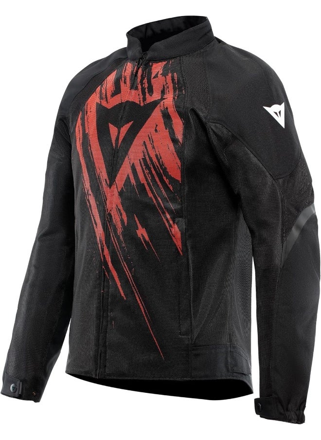 Dainese Dainese - Air Graphics Tex Jacket, Summer Motorcycle Jacket, Ventilated and Lightweight, with Soft Protectors on Shoulders and Elbows, Men, Black/Red Tarmac, 54  - Image 1
