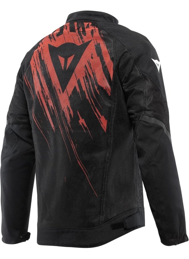 Dainese Dainese - Air Graphics Tex Jacket, Summer Motorcycle Jacket, Ventilated and Lightweight, with Soft Protectors on Shoulders and Elbows, Men, Black/Red Tarmac, 54  - Image 2