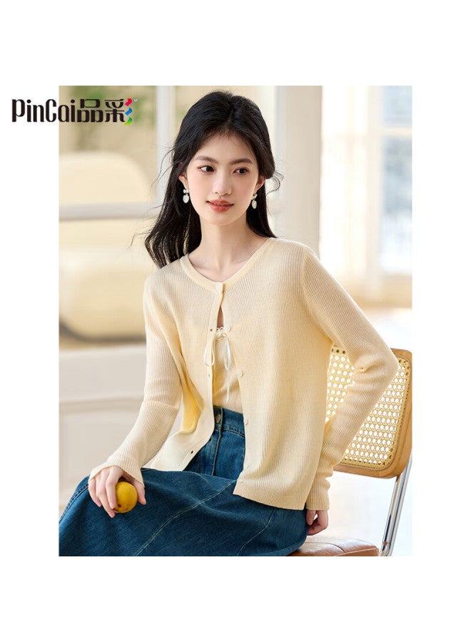 Pincai Knitted Cardigan Women Lace Design Inner Vest Two-piece Set Thin Knit Outerwear P52z074 - Image 2