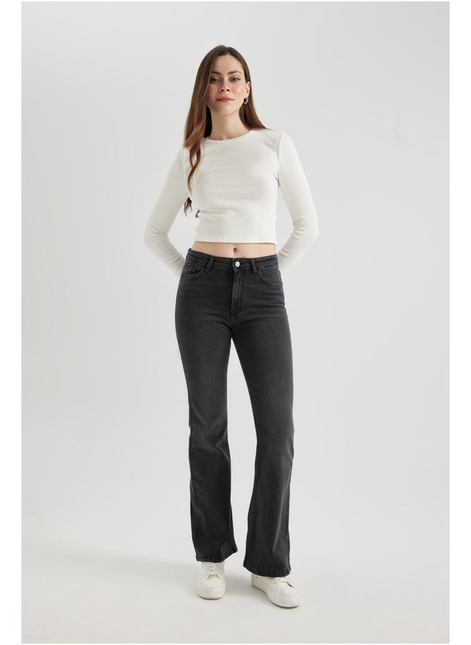 DeFacto - Woman Flare Fit Denim Trousers - Image 1