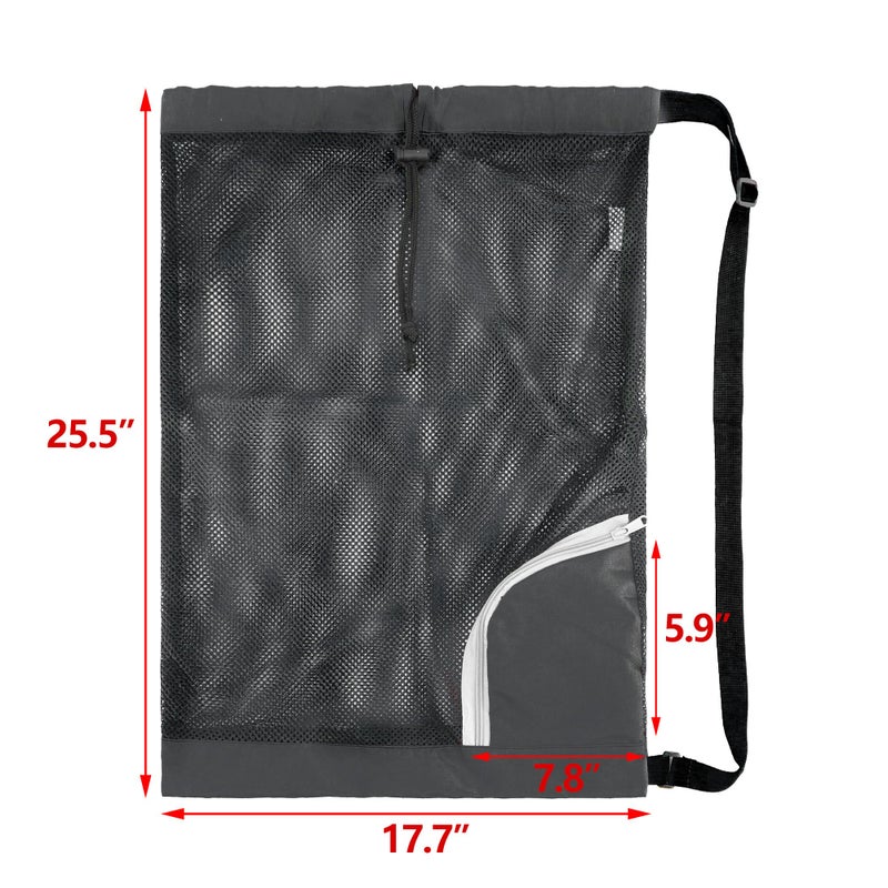 BeeGreen Mesh Drawstring Bag Swim Backpack for Beach Pool Sports Gym Draw String Cinch Bags for Swimming Soccer Basketball Gear Black - Image 2