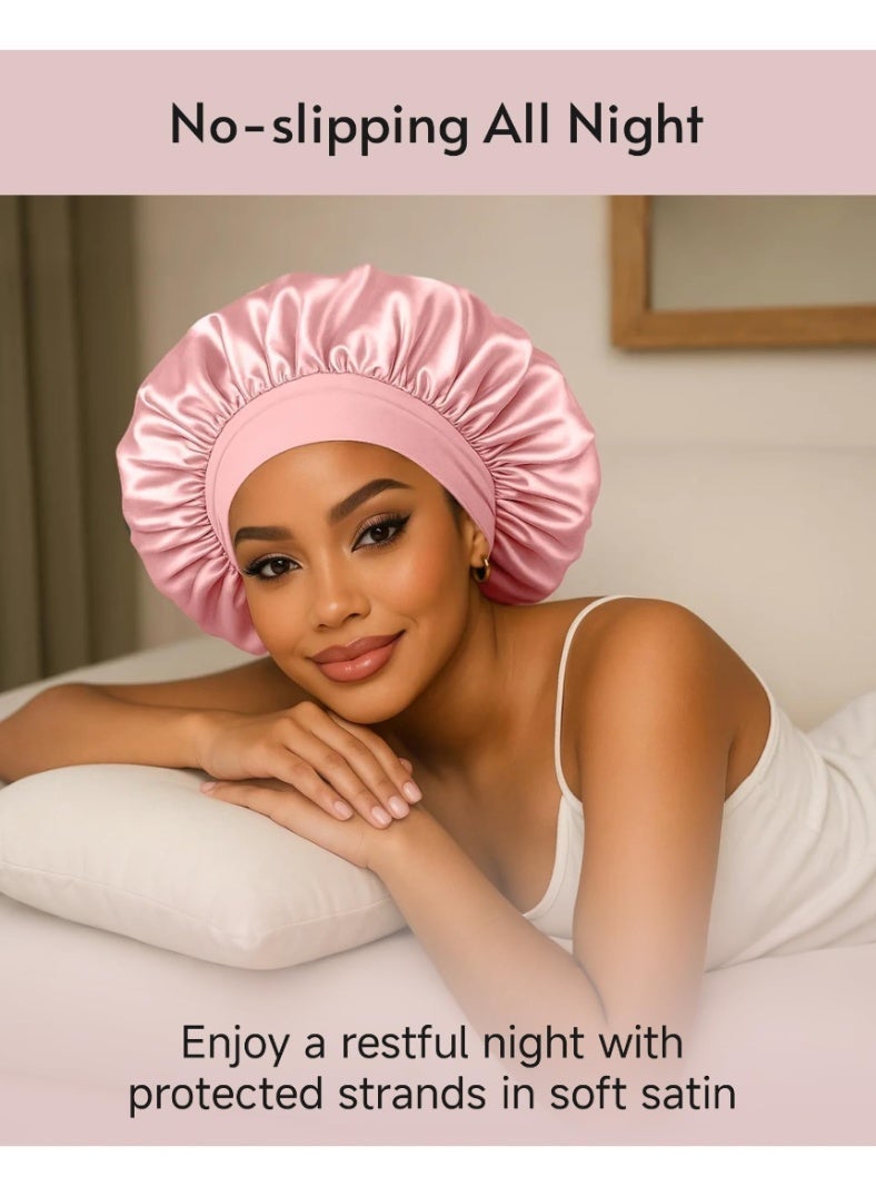 Yalla Pick 3 Pcs Satin Sleep Cap Set, Extra Large Silk Bonnet for Women, Soft Breathable Hair Cover for Curly Straight Natural Hair, Overnight Hair Care (35cm) - Image 5