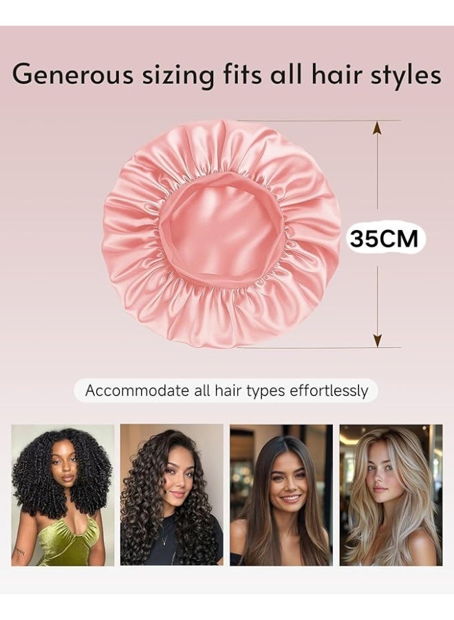 Yalla Pick 3 Pcs Satin Sleep Cap Set, Extra Large Silk Bonnet for Women, Soft Breathable Hair Cover for Curly Straight Natural Hair, Overnight Hair Care (35cm) - Image 2