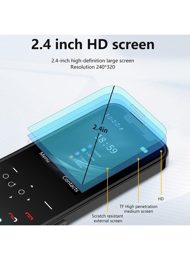 Green Tiger SERVO X4 Mini Mobile Phone English Key 2.4 inch MTK6261D 21 Keys Support Bluetooth FM Magic Sound Auto Call Record Torch Blacklist GSM Quad SIM Black - Image 4