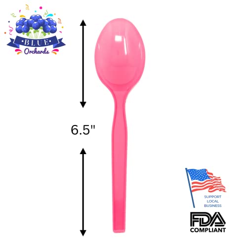 Blue Orchards Hot Pink Plastic Spoons (24 Pack) - Pink Party Spoons  Lightweight  Disposable Cutlery - Image 3