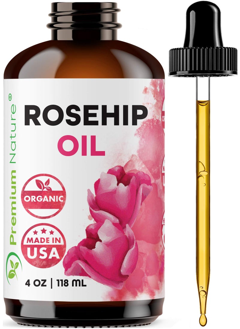 Premium Nature - Premium Nature Rosehip Oil For Face for Women, Rosehip Seed Pure Cold Pressed Unrefined For Hair and Nails Skin Care Moisturizer, Rose Hips Face Oils and Serums 4oz - Image 1