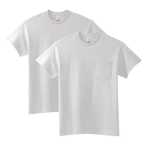 Gildan Adult Ultra Cotton T-Shirt with Pocket, Style G2300, 2-Pack, White, X-Large - Image 1